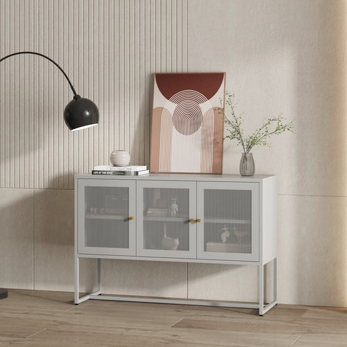Sideboard Sund med 3 dörrar stål grå [en.casa] - premiumXL