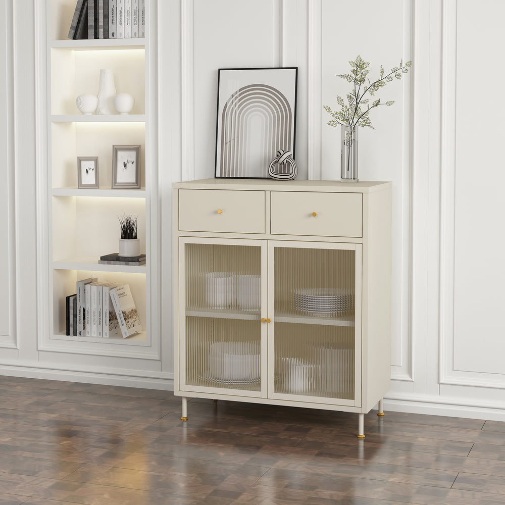 Sideboard Lindau stål 97x80x40 cm cremevit [en.casa] - premiumXL