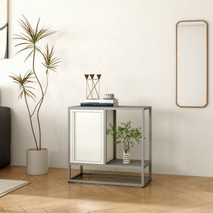 Sideboard Burlöv stål 70x72x35 cm grå/vit [en.casa] - premiumXL