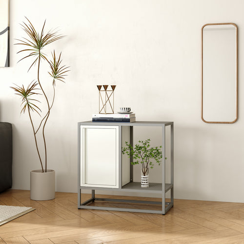 Sideboard Burlöv stål 70x72x35 cm grå/vit [en.casa] - premiumXL
