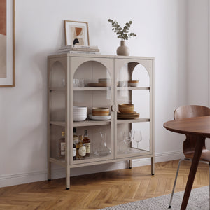 Vitrinskåp-Sideboard Klippestad Stål 95x80x35 cm Varmgrå [en.casa]