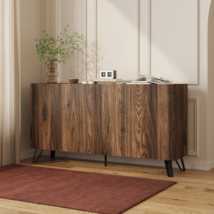Sideboard Trorlon 160x40x83 cm valnötoptik/travertin [en.casa]
