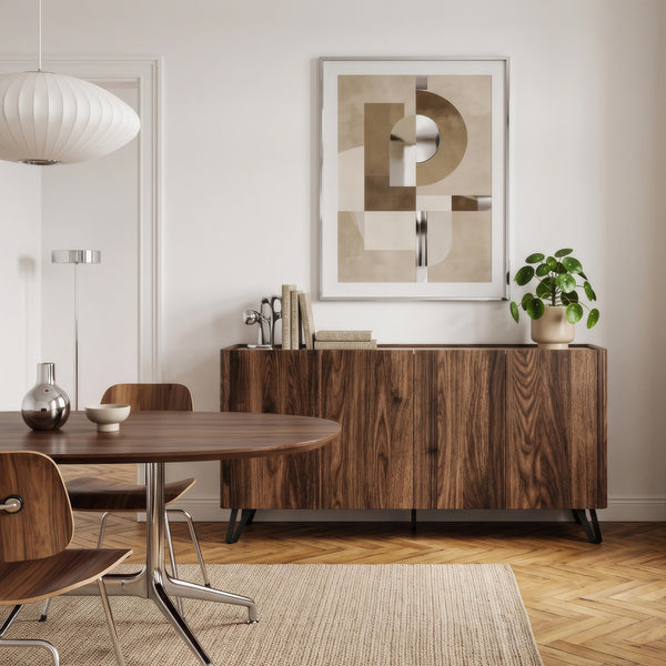 Sideboard Trorlon 160x40x83 cm valnötoptik/travertin [en.casa]