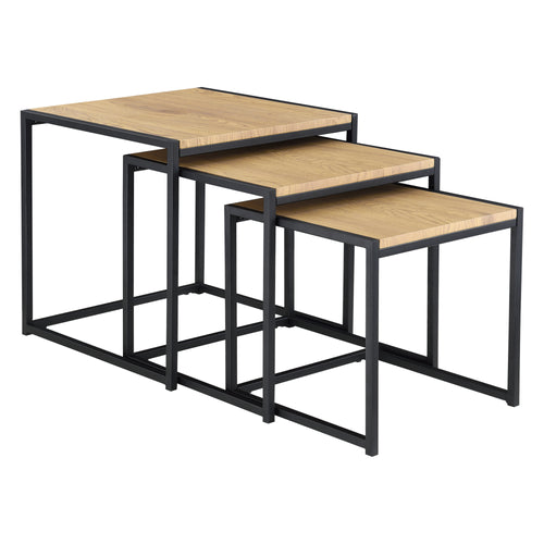 Soffbord Ringsaker set om 3 svart ekfärg [en.casa]