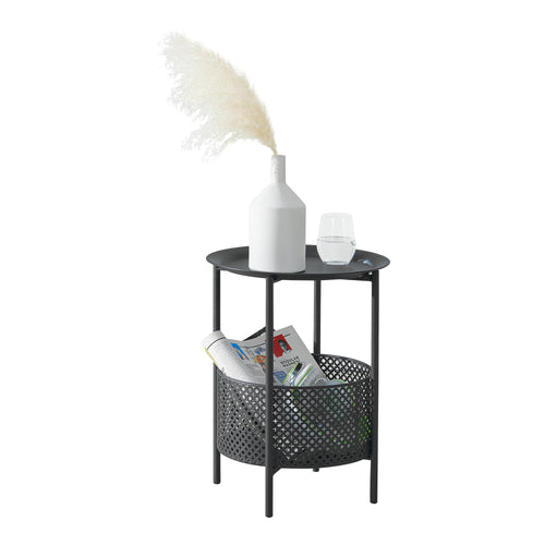Satsbord Kruibeke 46x35cm med korg Svart [en.casa] - premiumXL