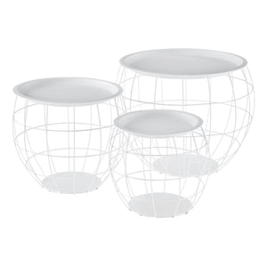 Förvaringsbord soffbord sängbord set 3 metall avtagbar bordsskiva 30, 38, 50 cm [en.casa]