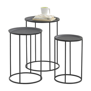 Soffbord set om 3 metall svart [en.casa]