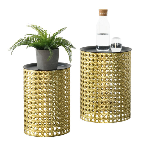 Soffbord Theux set om 2 avtagbar bordsskiva svart guld [en.casa]
