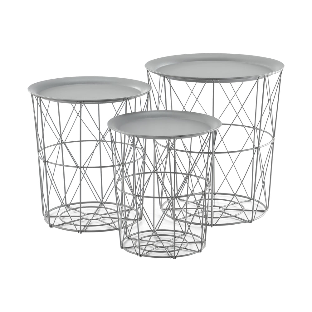 3-delat set metallkorg sidobord Worcester en.casa - premiumXL