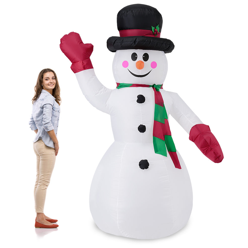 Gigantsiska uppblåsbara, lysande figurer – Jultomte/Snögubbe [en.casa]