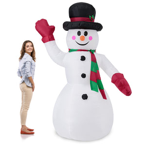 Gigantsiska uppblåsbara, lysande figurer – Jultomte/Snögubbe [en.casa]