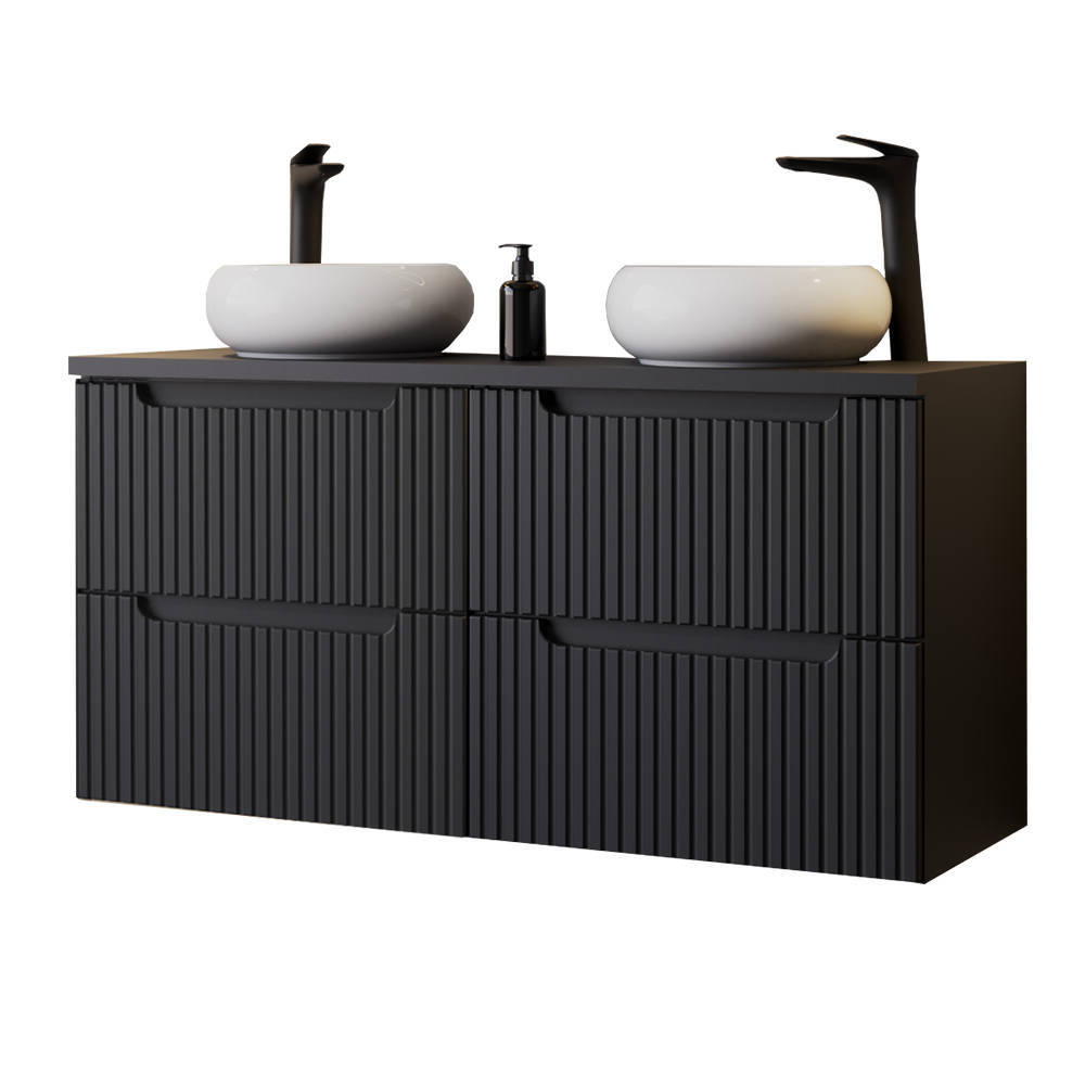 Dubbelhandfat Skelbolu 120x72x40 cm Svart [en.casa]