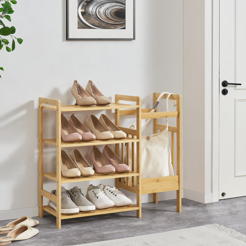 Skohylla Eckerö med paraplyställ bambu 64x72x27 cm [en.casa]