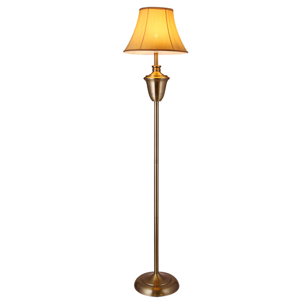 Elegant golvlampa Madrid 1xE27 borstad mässing 60W beige/brun [lux.pro]